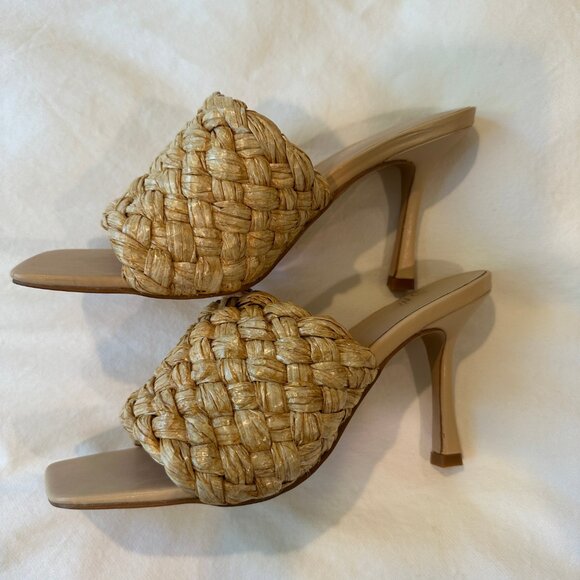Nasty Gal Raffia Square Toe Heeled Mules Size 7 - Picture 5 of 6